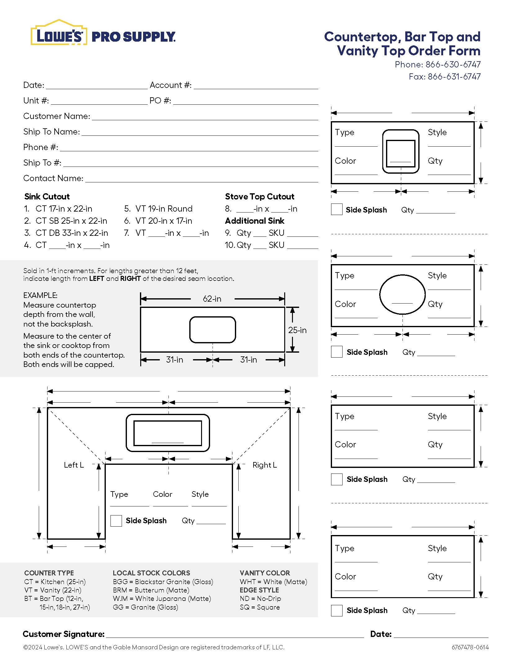 Fax Order Form